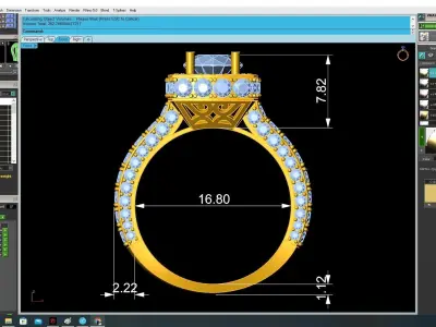 Luxury Emerald Halo Diamond Ring  3496 3D print model