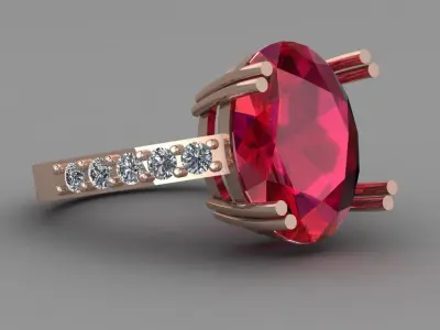 Rose Gold Women Diamond Ring 3D print model 3D print model 22