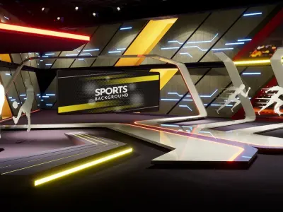 Virtual set sport Low-poly 3D model