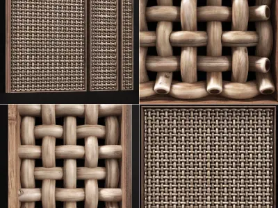 Wicker wood panel frame n2 3D model