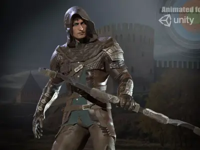 NPC Archer Low-poly 3D model