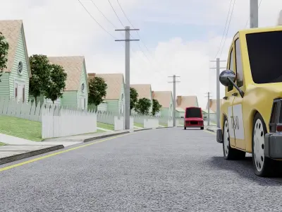 Neighborhood - Street - Cartoon Low-poly 3D model