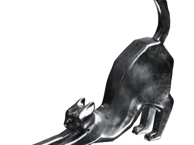 Cat Sculpture Low-poly 3D model