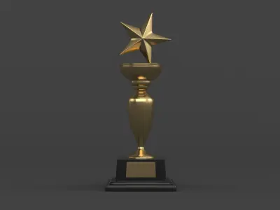 Gold Trophy Cups 3D model 17