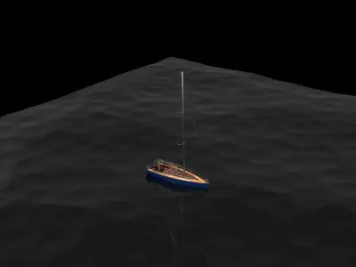 Sailboat floating in water Free 3D model