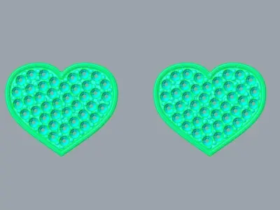 Heart Diamond Stud Earrings 3D print model