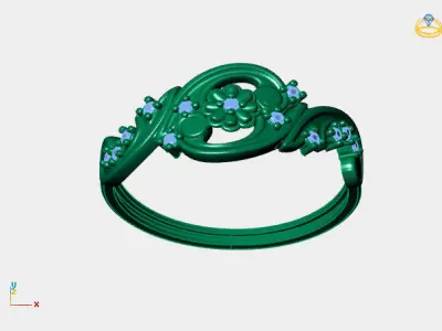 Womens Diamond Signet Ring Women Rings 3dmodels 3D print model 3D print model 15