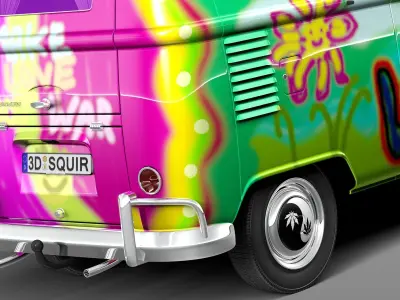 Volkswagen Camper Van 1950 Hippy 3D model