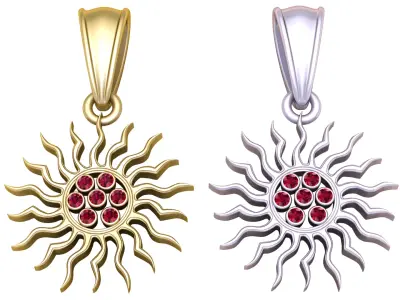 Gold Sunburst Pendant 3D print model