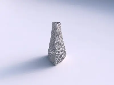 Vase puffy tipped triangle with twisted lattice tiles 3D print model