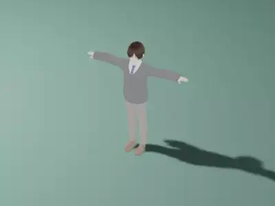 Anime Man Character - Student Style Low-poly 3D model