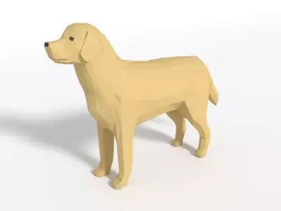 Low Poly Cartoon Labrador Low-poly 3D model