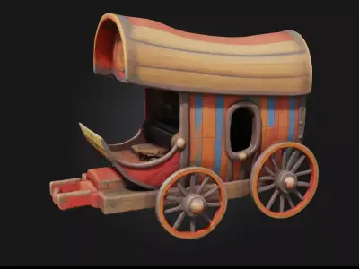 Colorful Caravan  Vibrant Travelers Home on Wheels 3D model