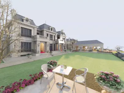 Luxury castle manor 3D model Low-poly 3D model