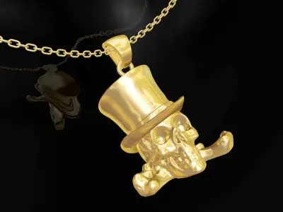 Hooded Skull Gold Pendant Jewelry 3D print model
