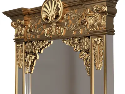 Carved Classic Mirror 02 Low-poly 3D model