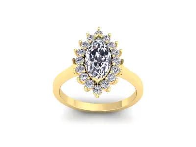 Marquees Diana Diamond Ring 3d Model and Render 3D print model