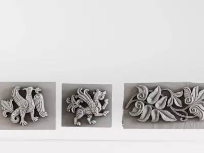 S00089 Set of Ancient Decorative Reliefs 3dp 3D print model