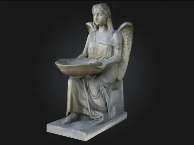 Angel with Shell Basin  Ornamental Sculpture Model for Sacred  3D model