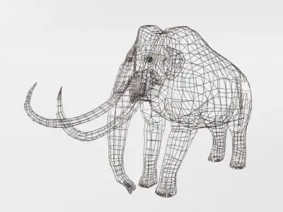 Mammoth woolly with tusks Low-poly 3D model