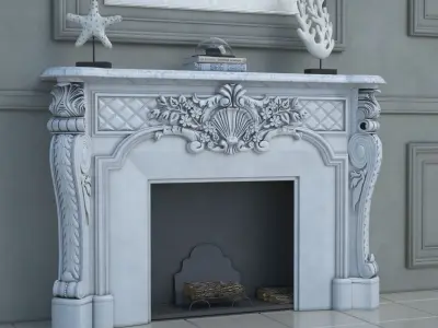 Classic Marble Fireplace 3D model