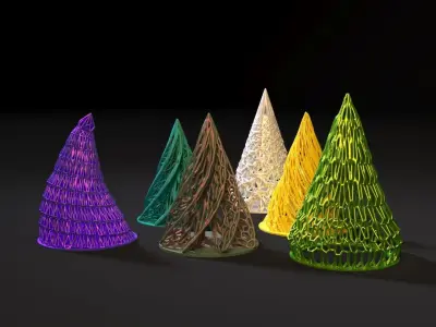Christmas tree pass set 6 pieces 3D print model