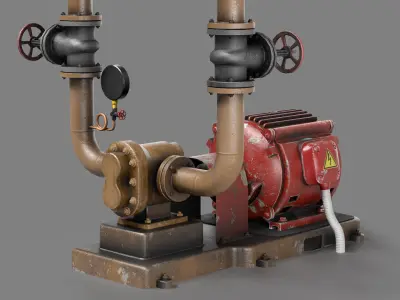 Industrial  gear pump Low-poly 3D model
