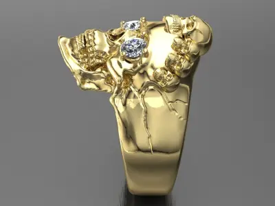 Diamond Skull Ring 3D Model 3D print model