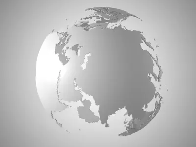 Grey Globe Shell Planet Earth  3D model