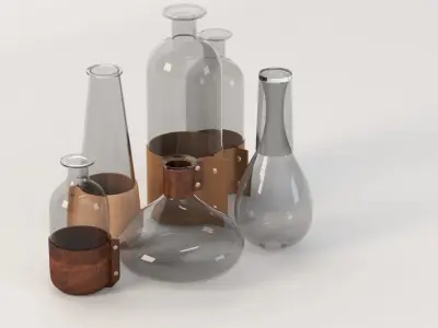 Glass And Faux Leather Vase 3D model