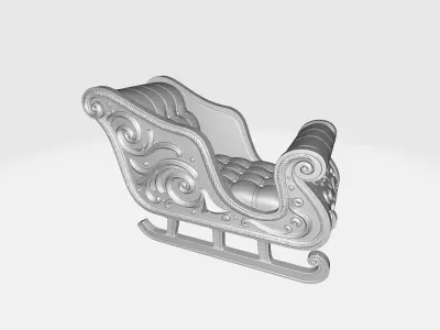 Elegant Christmas Sleigh Ornament 3D Printed Santa Sleigh  3D print model