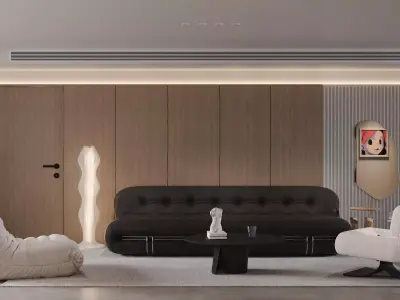 Modern living room dining room interior scenes 342 3D model