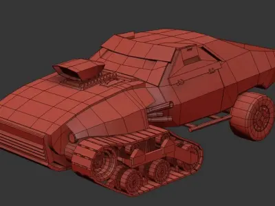 Stylized car Mad Max Low-poly 3D model