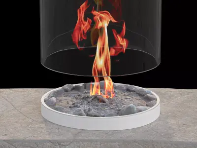 Glassy Fireplace Low-poly 3D model