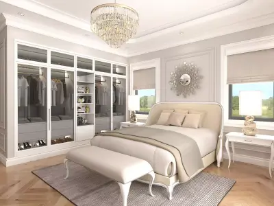 Neoclassical style Bedroom Scene 3D model