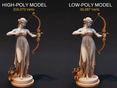 Artemis Statue Low-poly 3D model