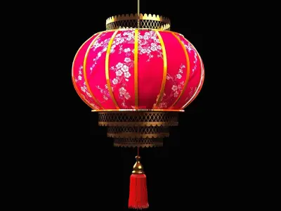 Chinese red lantern  Low-poly 3D model shop