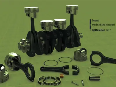 Pistons  crankshaft set 3D model