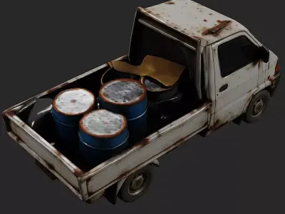 Rusty Mini Pickup Truck Game Ready PBR Model Low-poly 3D model