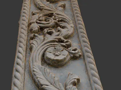 Ornate Architectural Panel 3D Scan Low-poly 3D model