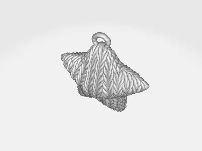 Knitted Star Ornament Knitted Texture Star Cozy Yarn Look Star  3D print model