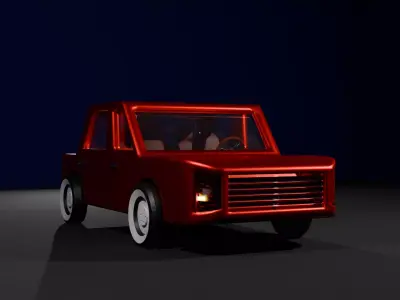 Stylized Retro Car 3D Model Low-poly 3D model