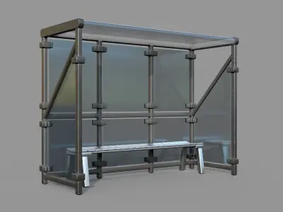 13 Bus Stop Base Mesh with UVs and Textures Vol 2 Low-poly 3D model