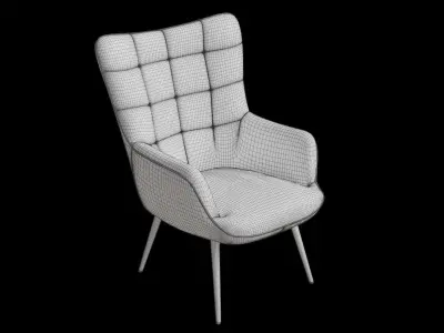Vegan Leather Wingback Chair 3D model