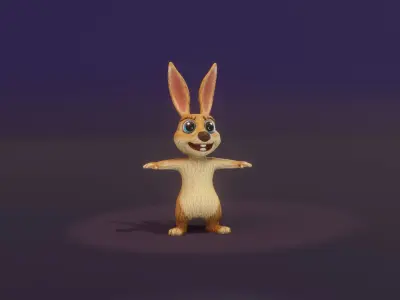 Cartoon Kangaroo Rigged 3D Model Low-poly 3D model