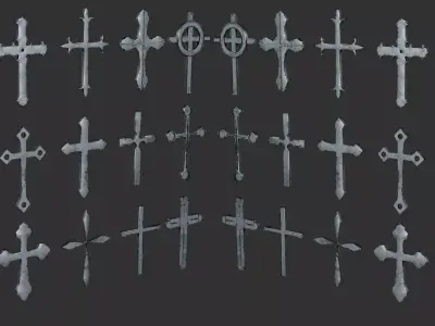 Cross Christianity Symbols Old Iron Low-poly 3D model