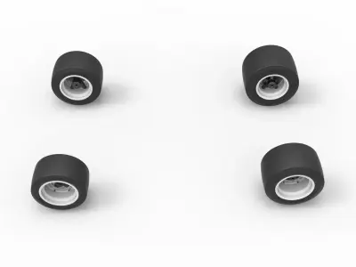 Wheel set of Asphalt Supermodified stock car V2 Scale 1 to 25 3D print model