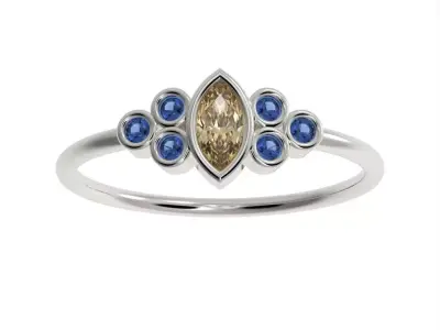 Basel ring with Marquise diamond 3D print model