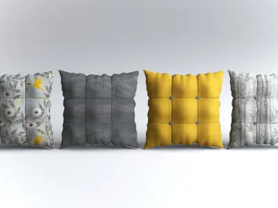 Buttoned Pillow Set 3D model