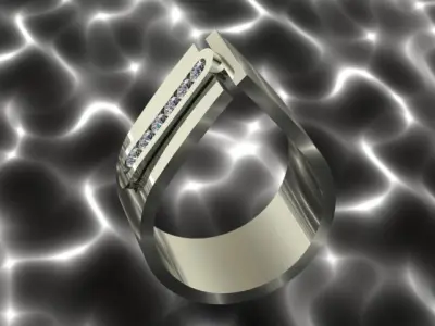 Diamond Golden Band Ring 3D print model